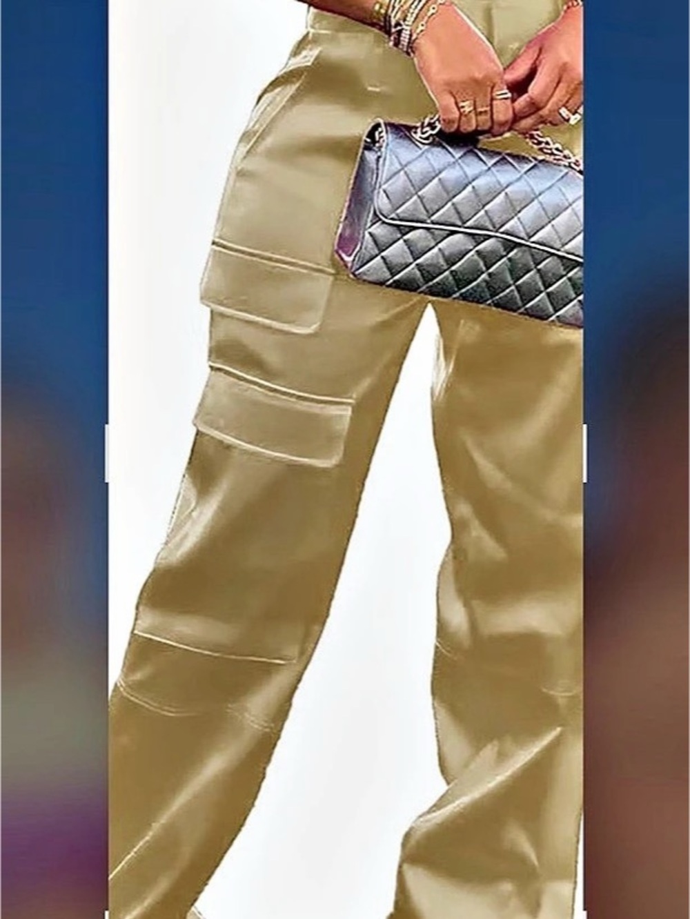 Cream silk Cargo Pants